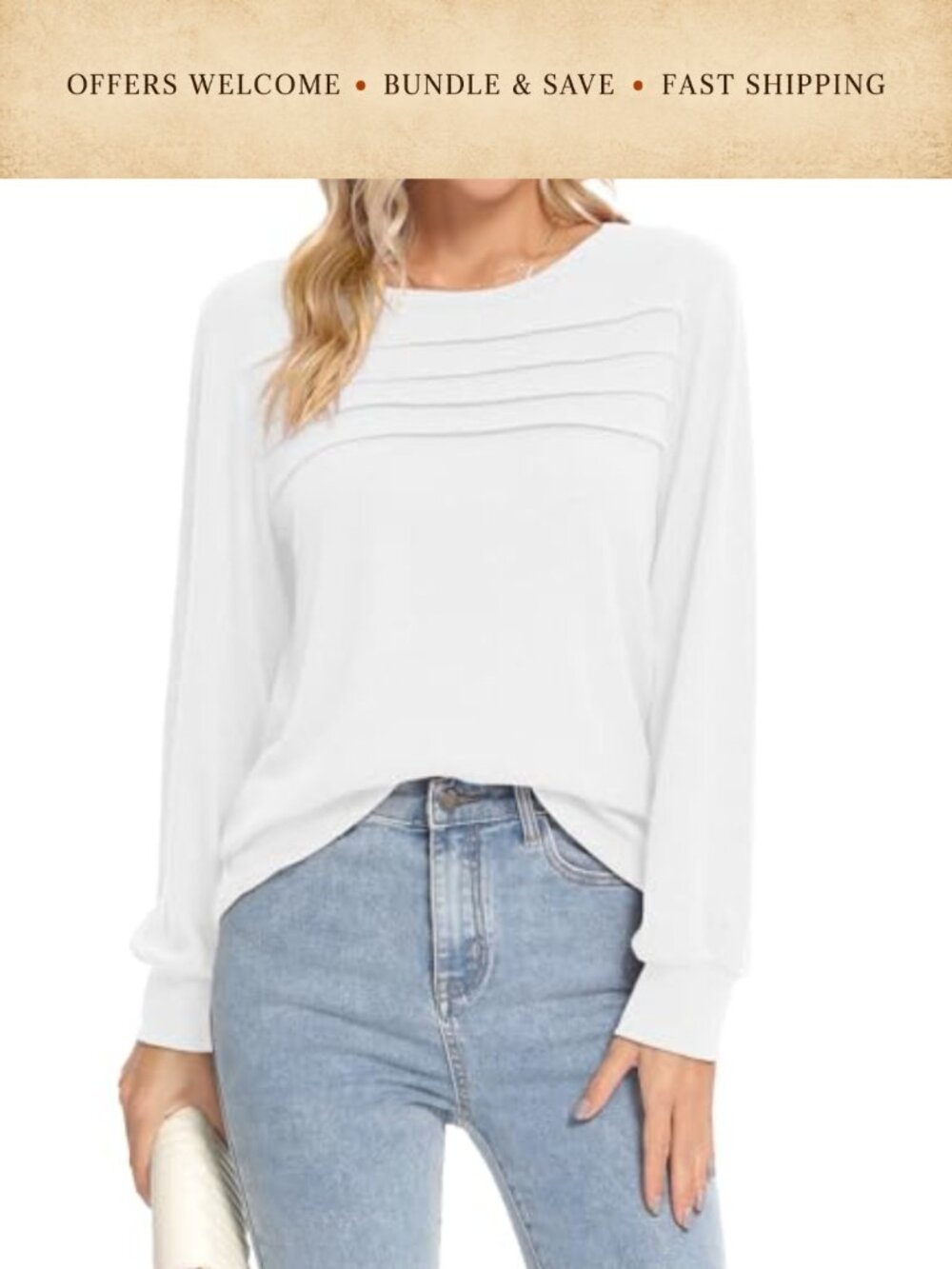 Pleated Tunic Top Long Sleeve Womens Casual Blouse for Leggings